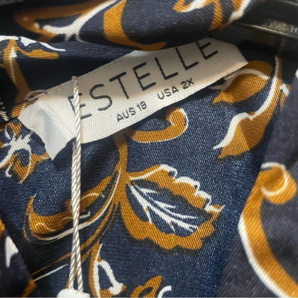 ESTELLE Womens Capitano Paisley Print Brown Navy Plus Size 2X Dress NEW - Picture 8 of 12